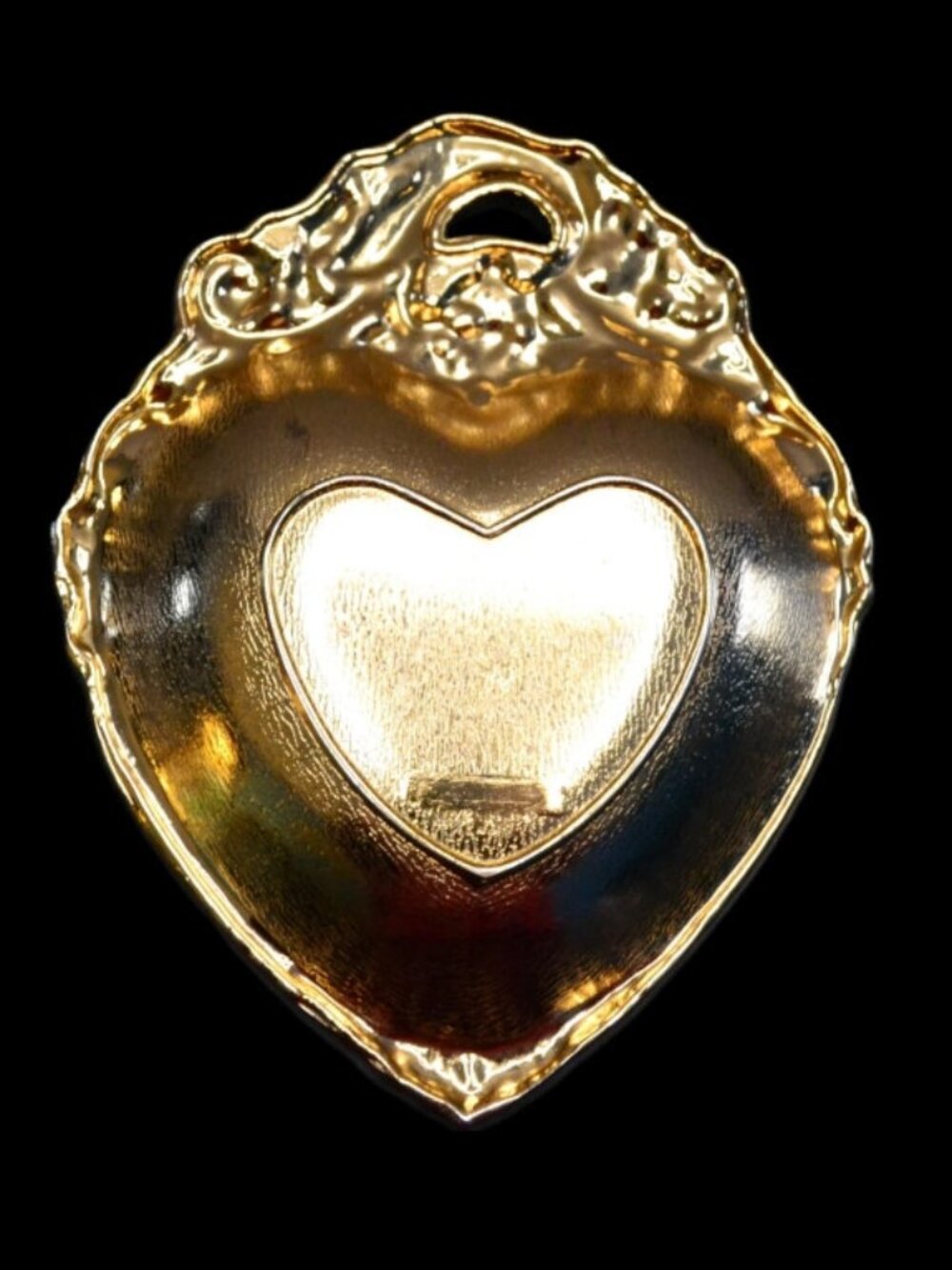 Mid Century Gold Plated Vanity Trays, Ornate Heart Dresser Decor - Picture 2 of 4
